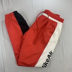 NIKE AIR Size Medium Men's Woven LOGO Track Pants Red Black White